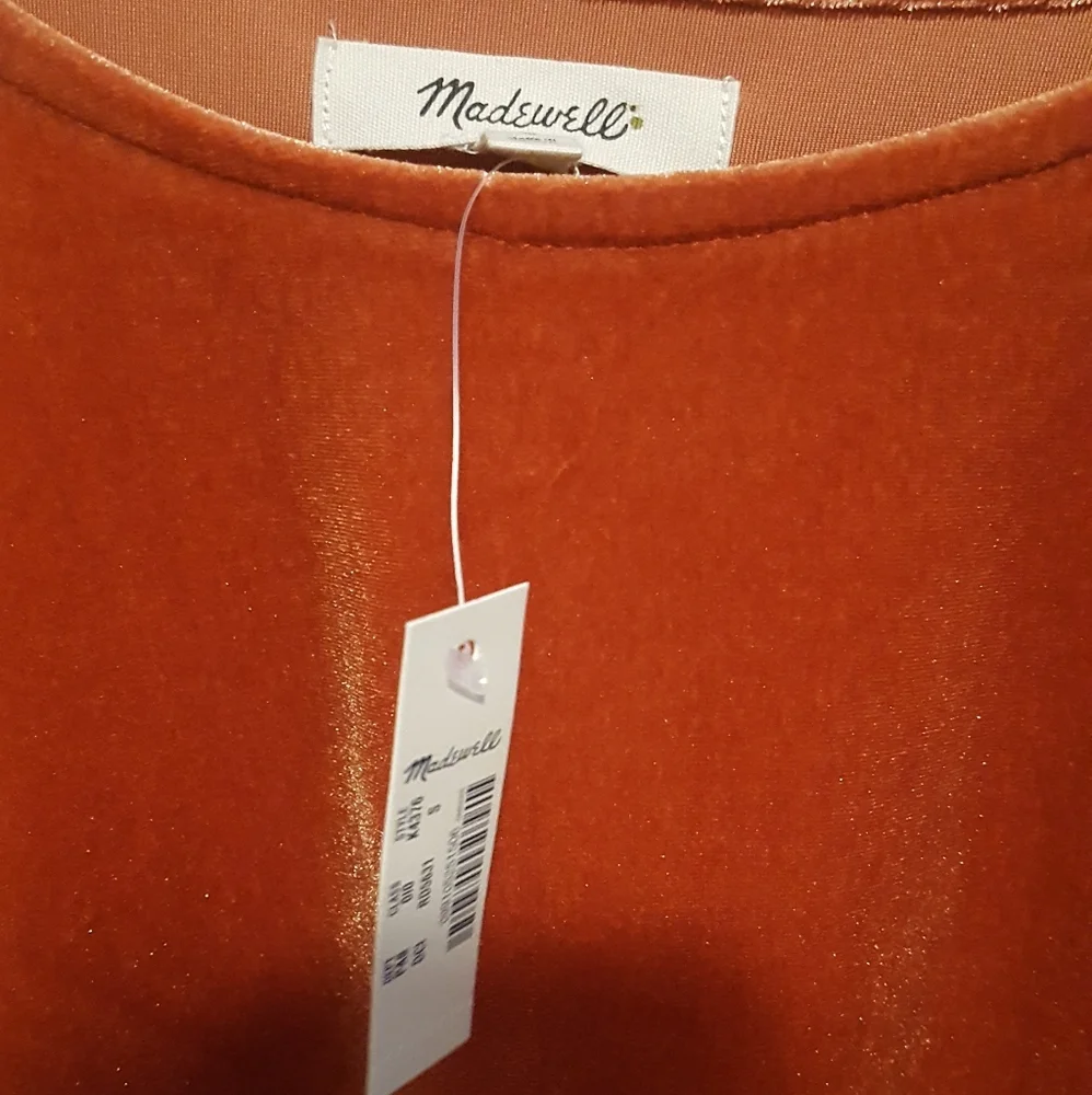 NWT MADEWELL BURNT ORANGE VELVET BUTTERFLY SLEEVE TOP M - Picture 7 of 7